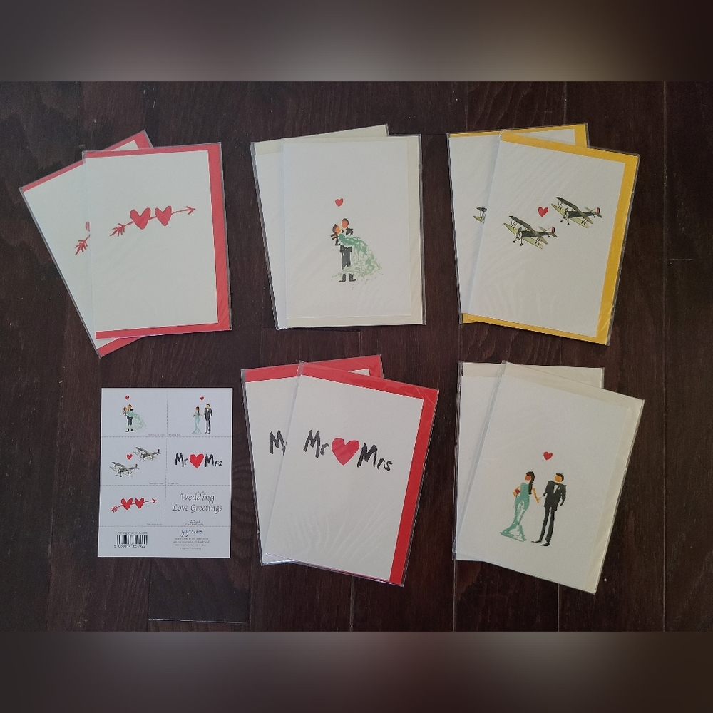 Wedding Greeting Cards, 5 Pairs of Blank Cards